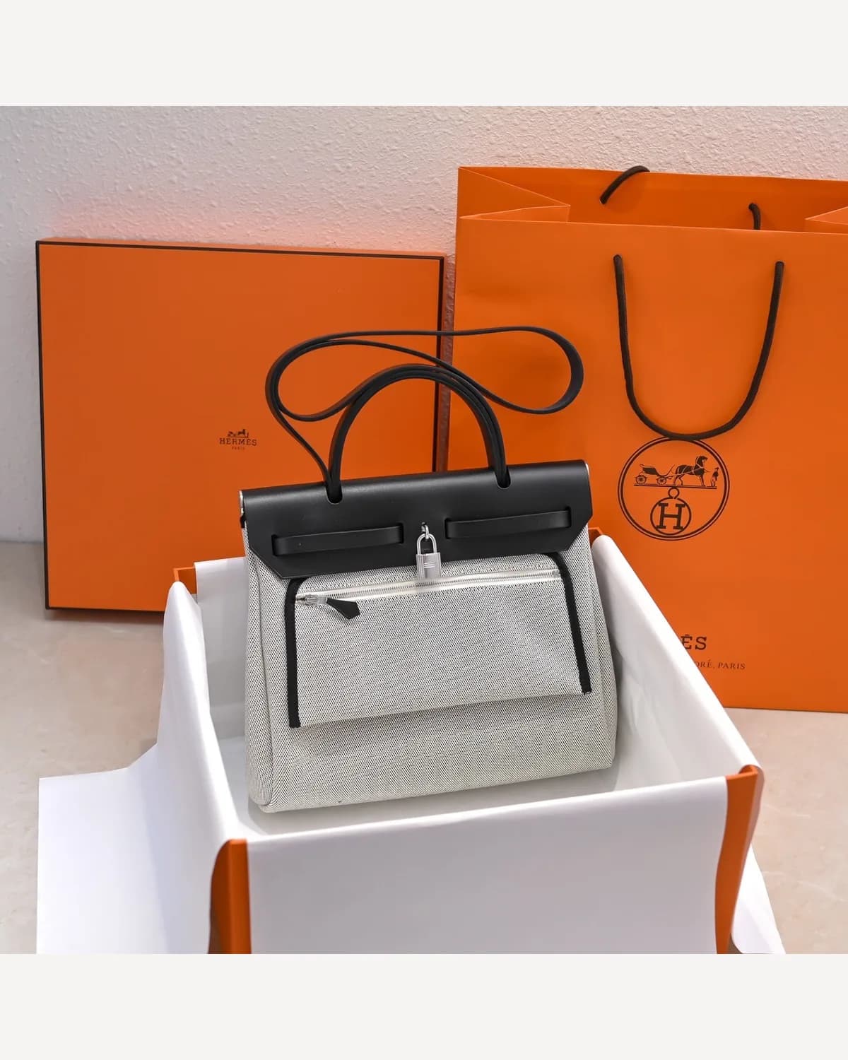 Hermès Herbag — Cream & Black